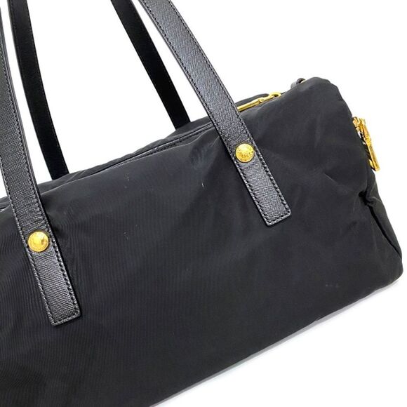Prada Mini Boston Bag Pocono Handbag Black Gold Metal Fittings - Picture 5 of 9